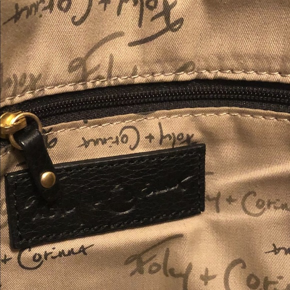 FOLEY AND CORRINA BLACK LEATHER CROSSBODY BAG, corner hardware, great shape - Picture 10 of 12